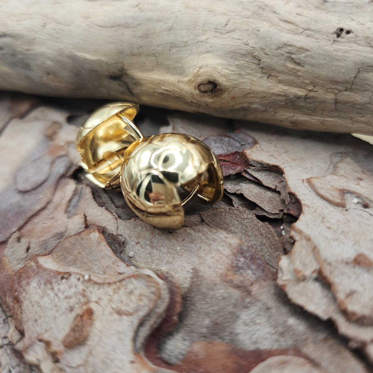 Honeycomb Gold Huggie Earrings