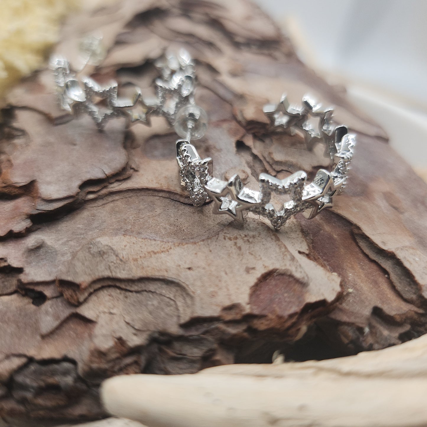Silver Star Hoop Earrings