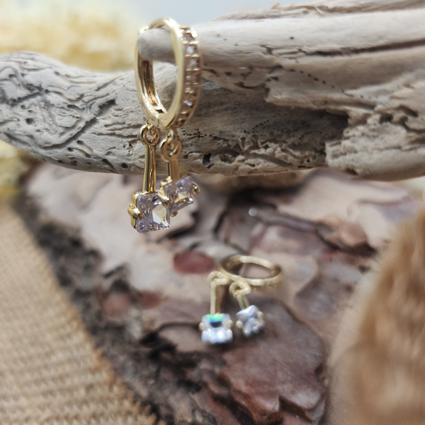 Tia Drop Huggie Earrings