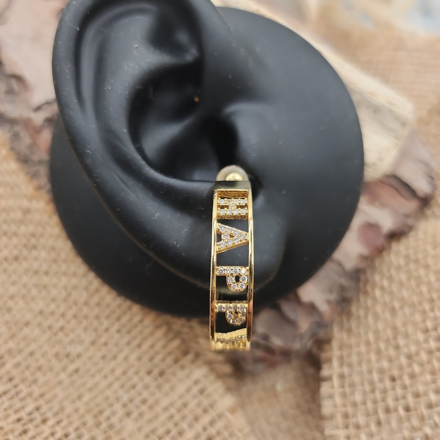 Happy Gold Hoop Earrings
