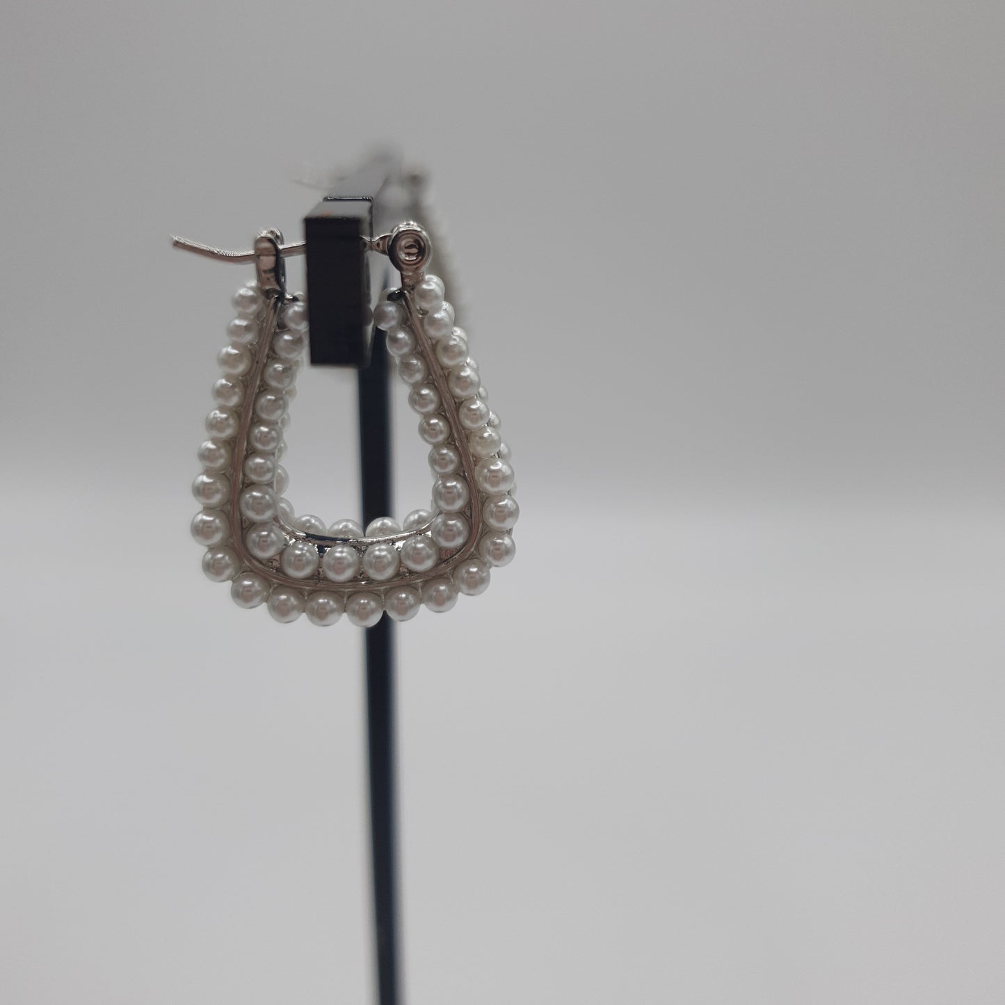 Kate Silver Pearl Triangle Earrings