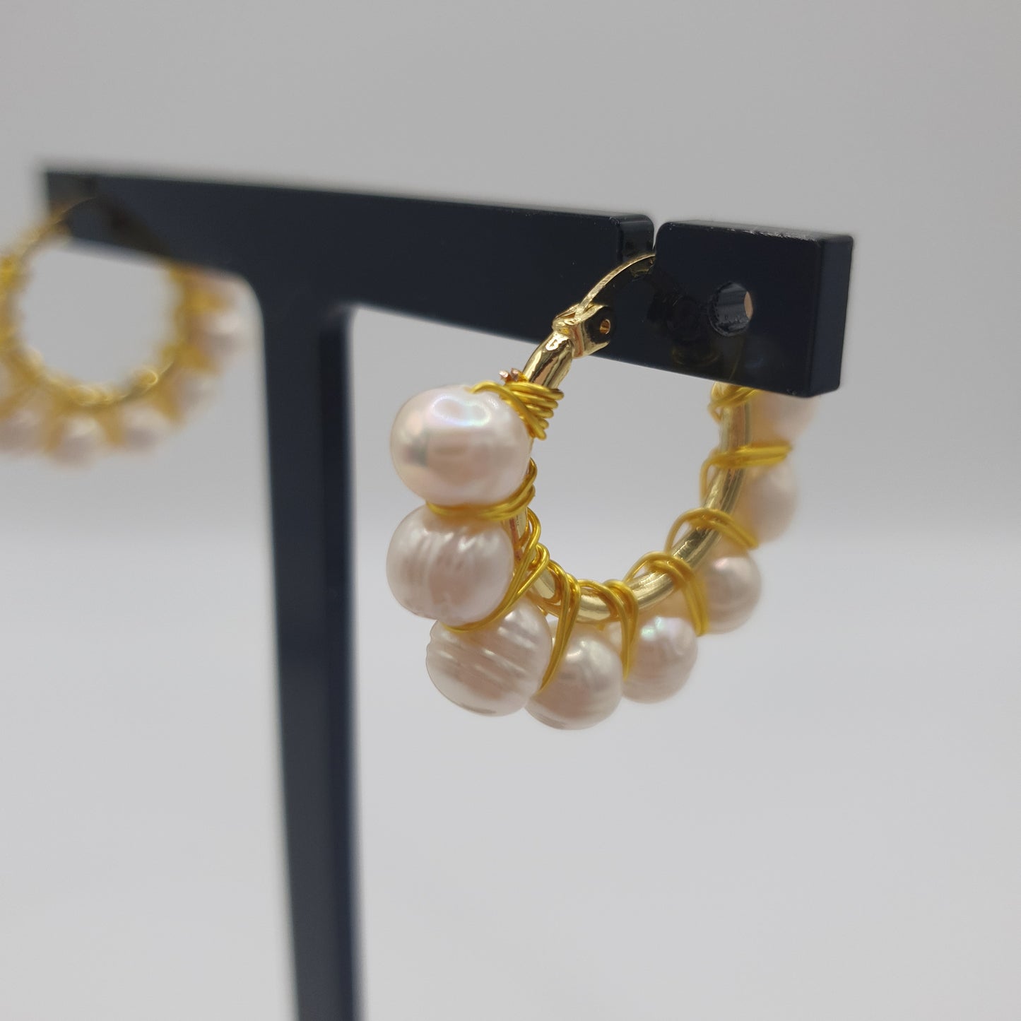 Stacey Gold pearl hoop Earrings