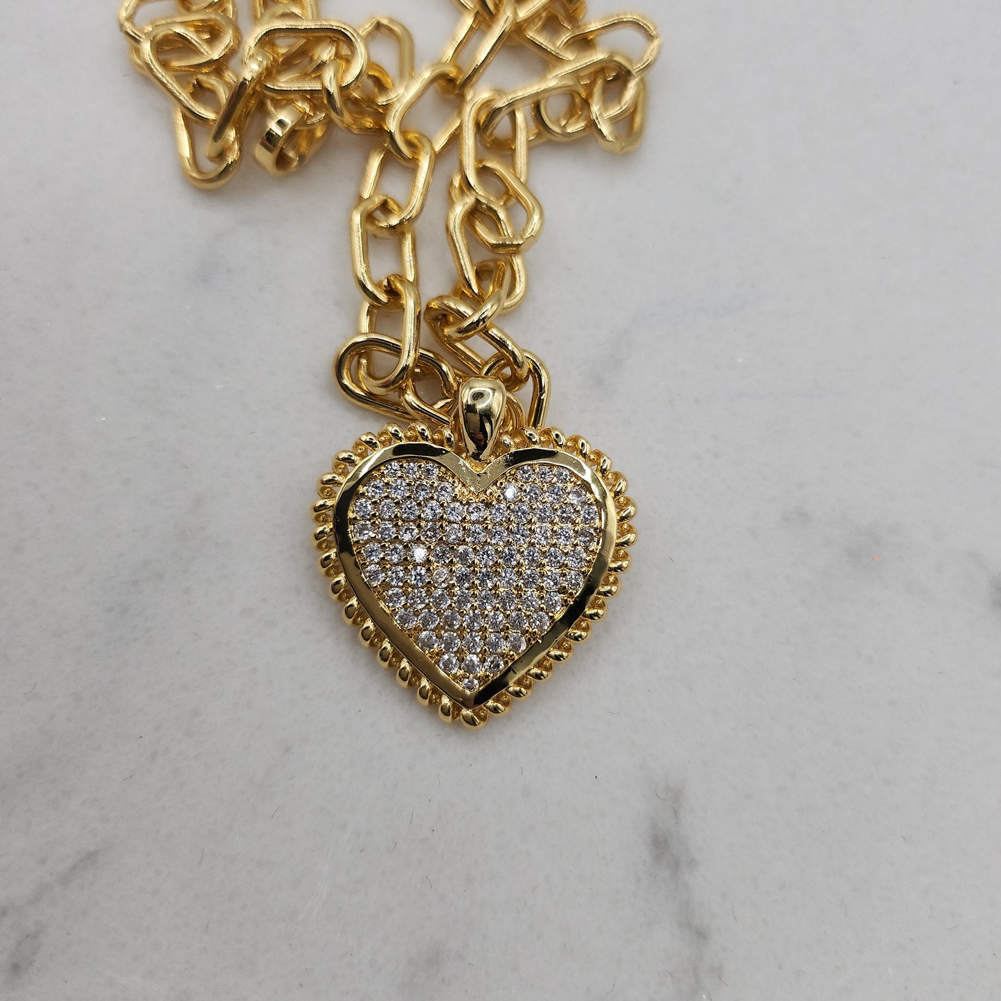 Chunky Gold Necklace with Heart pendant