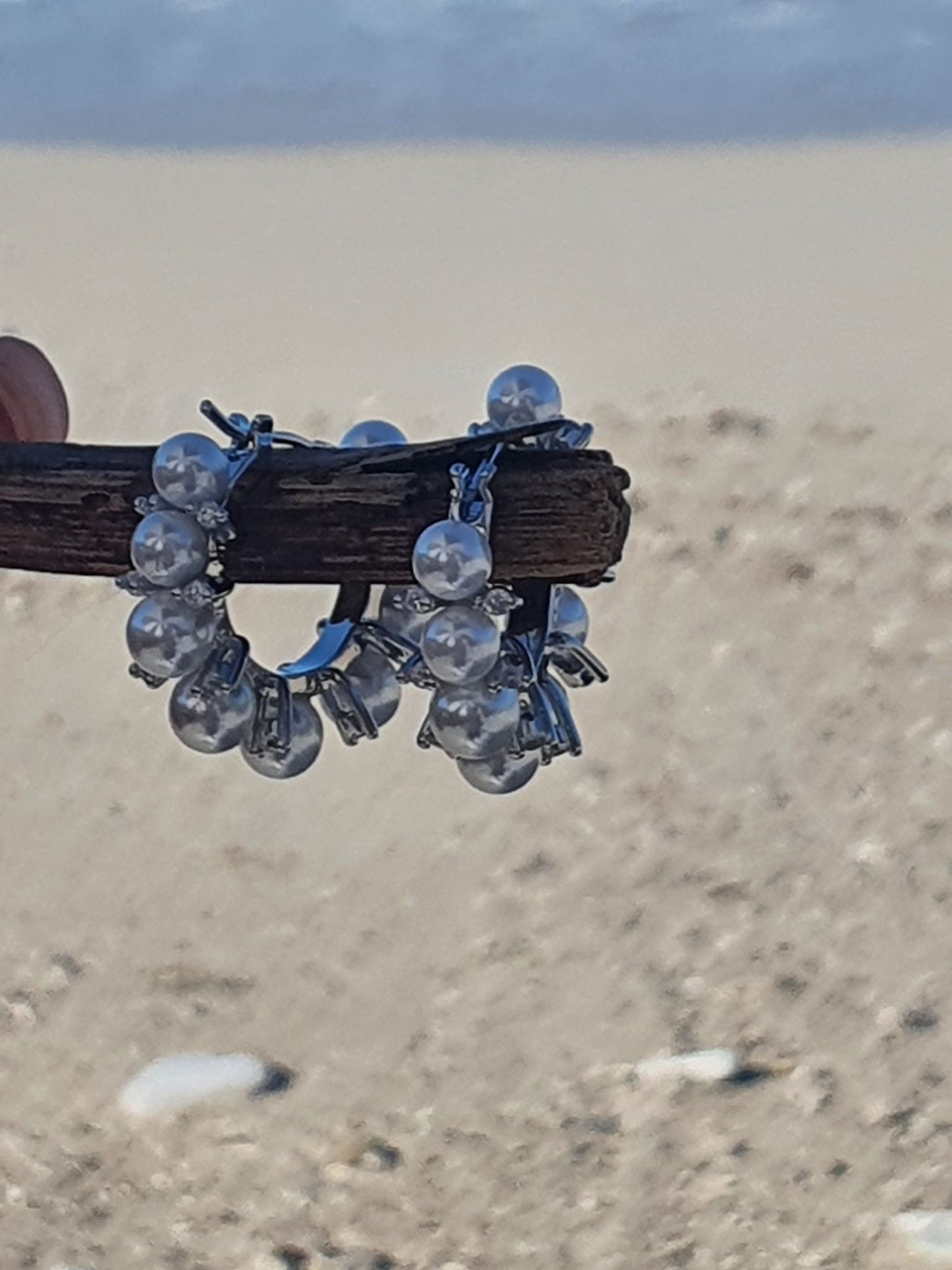 Lynette Silver Pearl Hoop Earrings