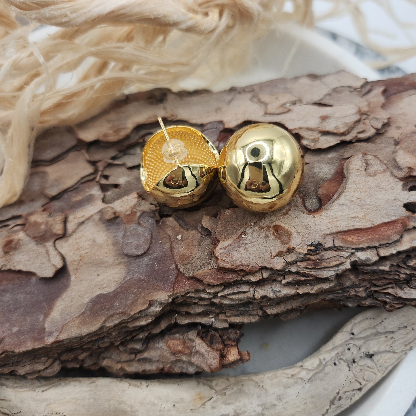 Hattie Large Gold Ball Stud Earring