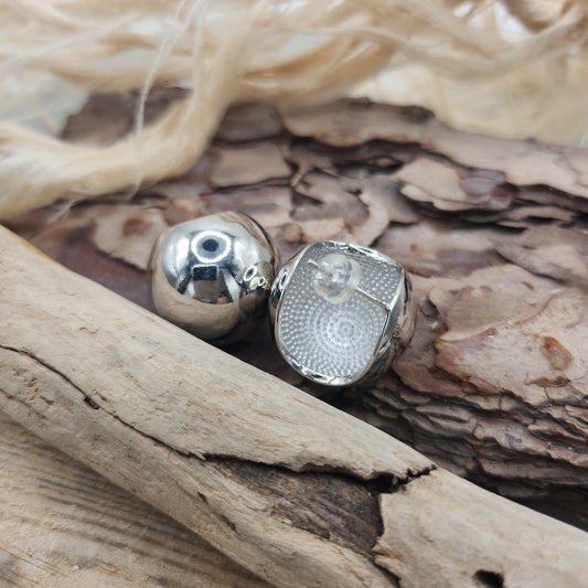 Hattie Large Silver Ball Stud Earring