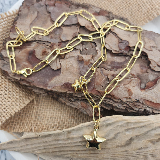 Remmy Double Gold Star Link necklace