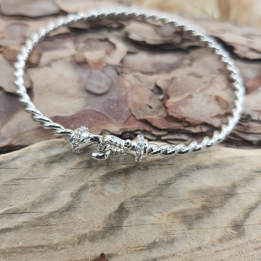 Callie Silver Twist Hook Bangle