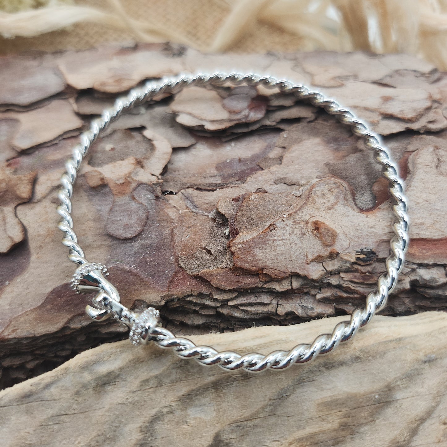 Callie Silver Twist Hook Bangle