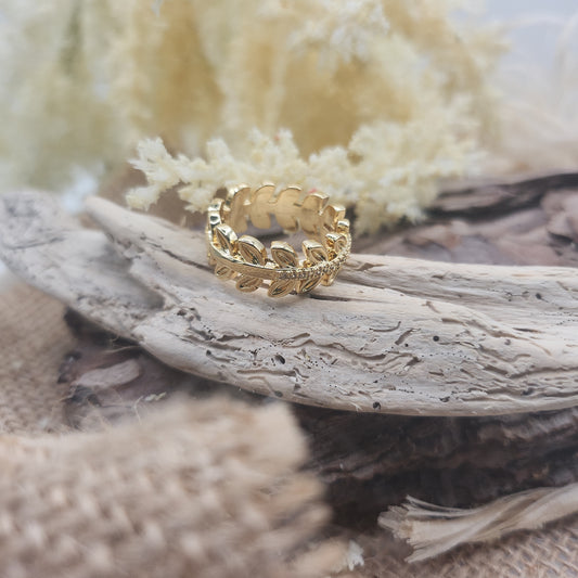 Effie Gold leaf adjustable ring