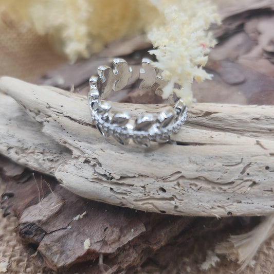 Effie Silver leaf adjustable ring