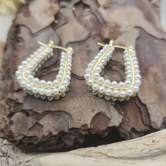 Kate Gold Triangle Pearl Earrings