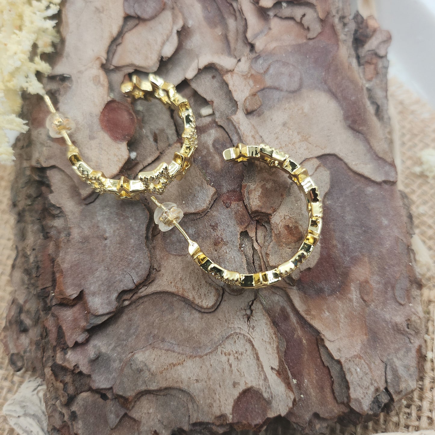 Gold Star Hoop Earrings