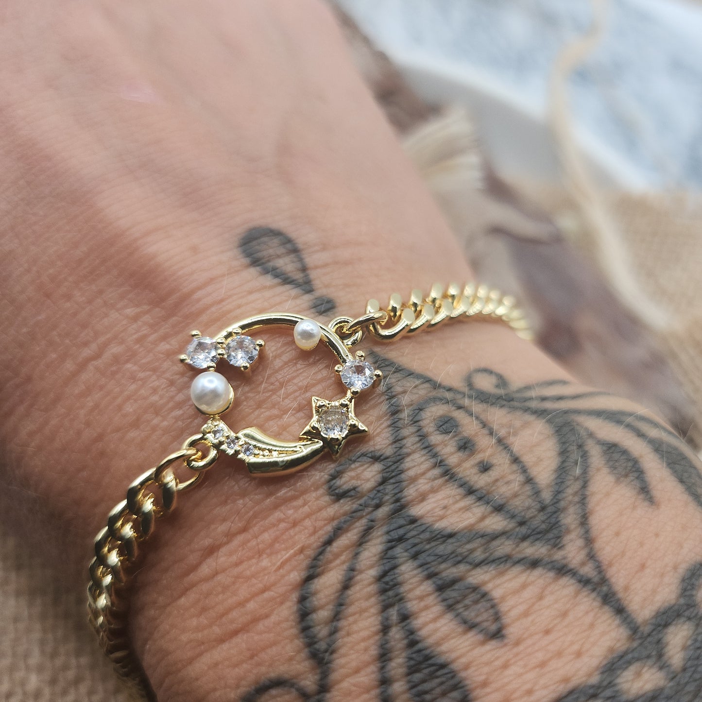 Natalia Gold Bracelet with star and pearl detail