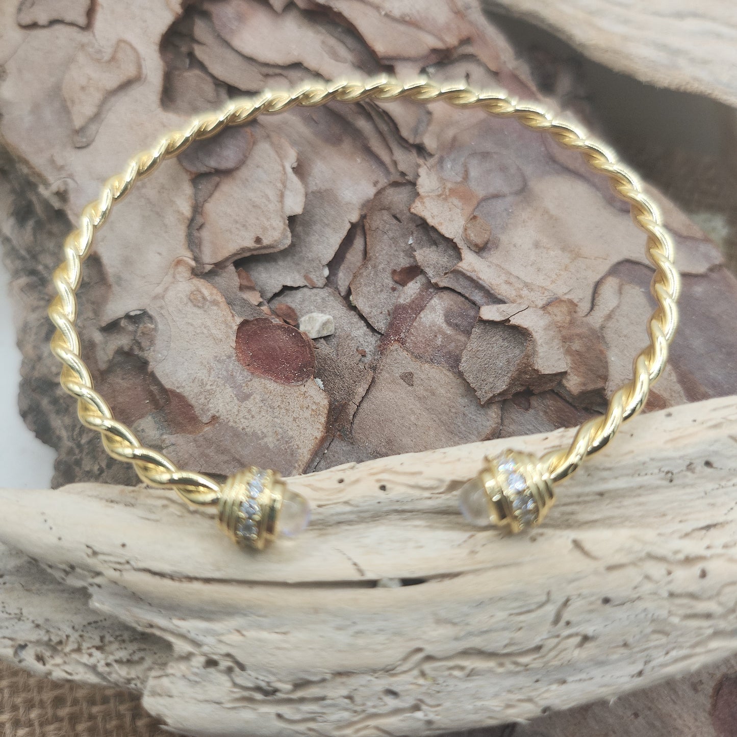 Kendal Gold Twist Bangle Bracelet