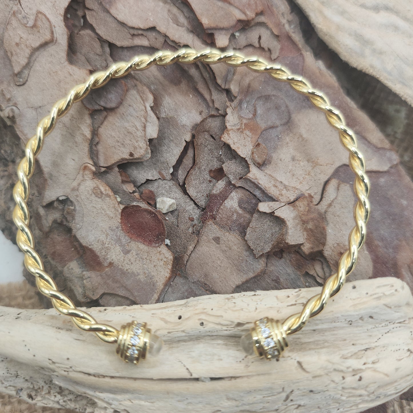 Kendal Gold Twist Bangle Bracelet