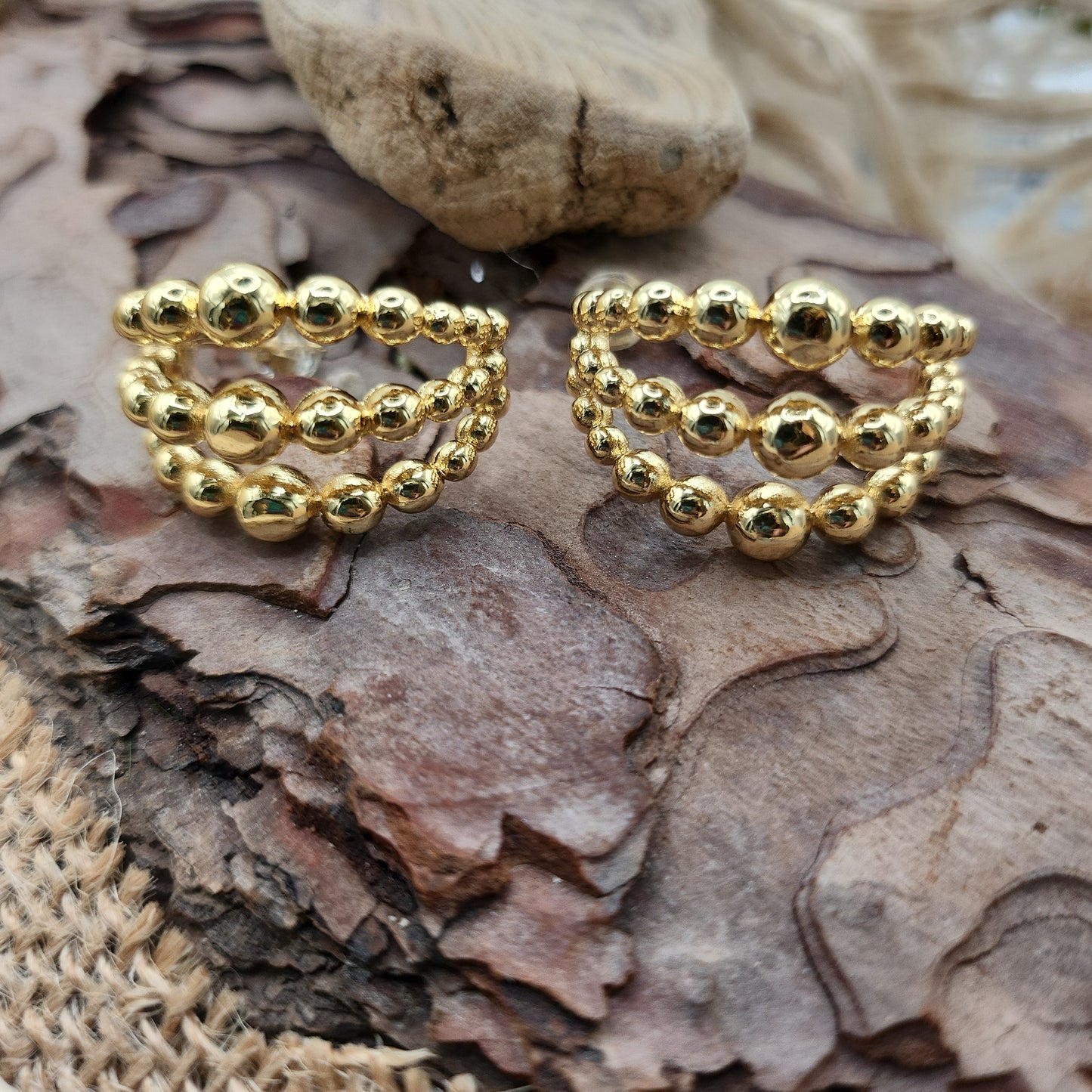 Marquis Gold Bobble Earrings