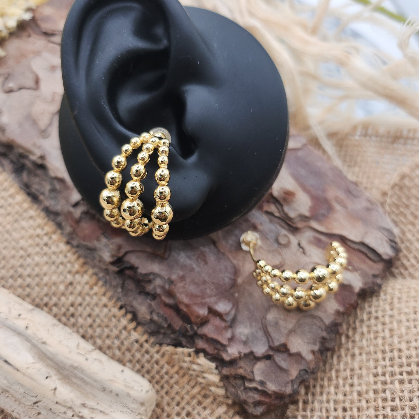 Marquis Gold Bobble Earrings