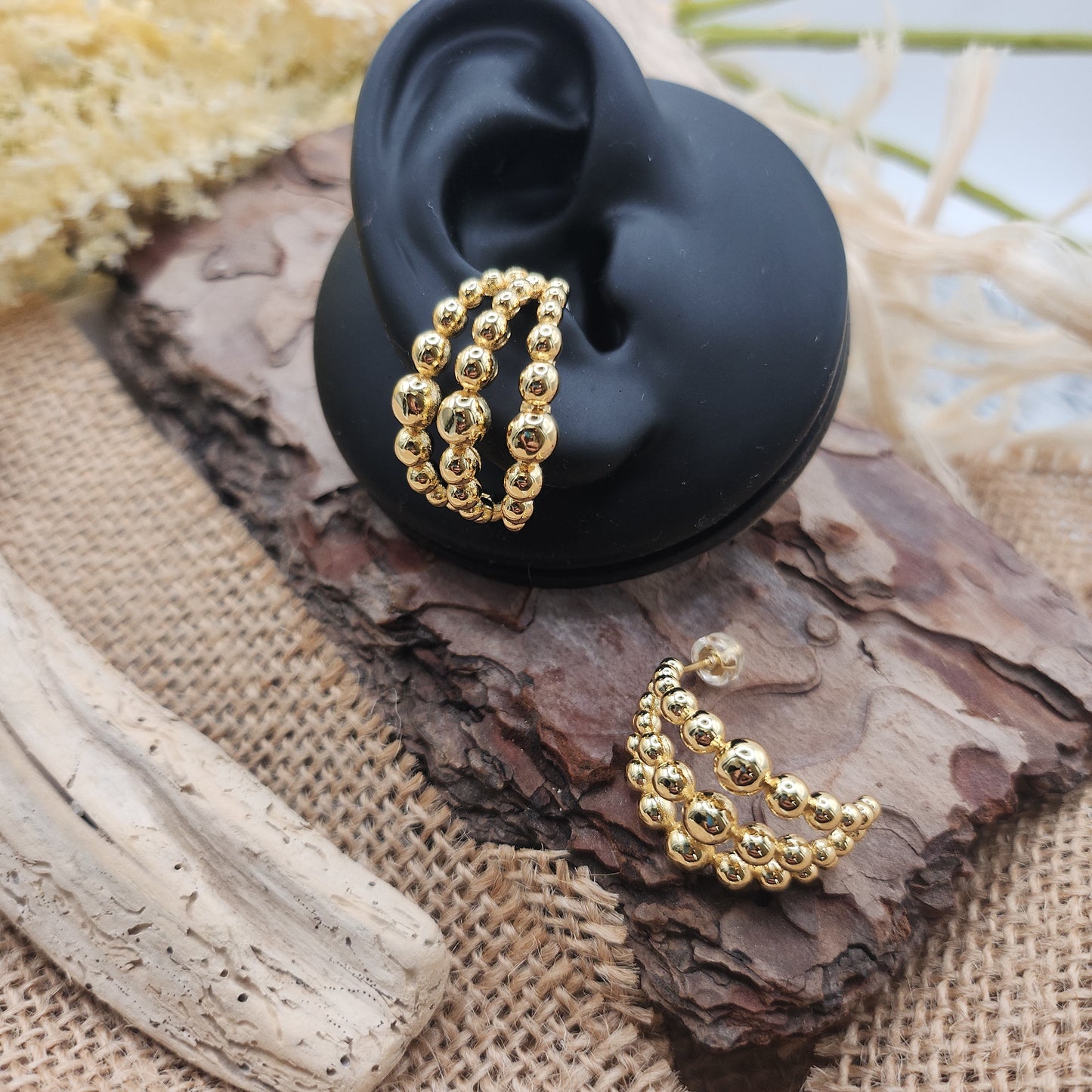 Marquis Gold Bobble Earrings