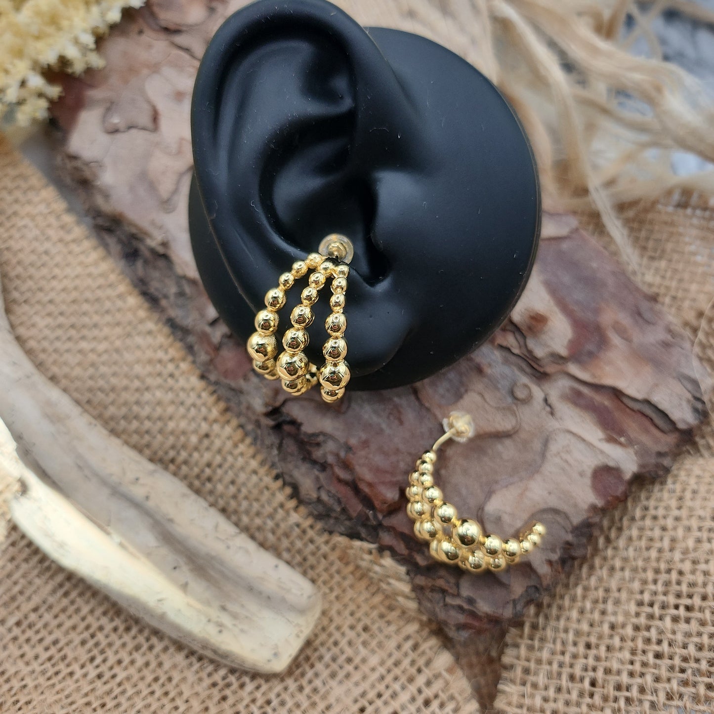 Marquis Gold Bobble Earrings