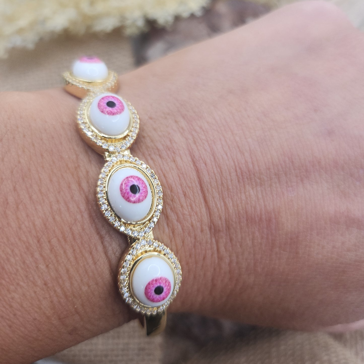 Devon Pink Eye Bangle