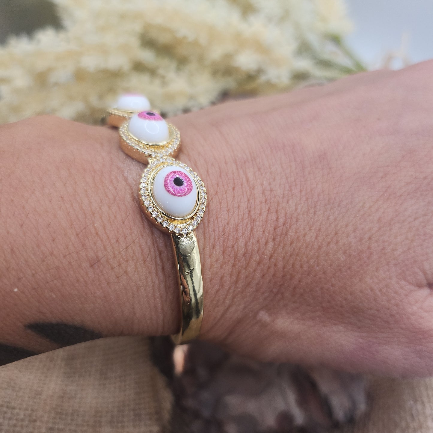 Devon Pink Eye Bangle