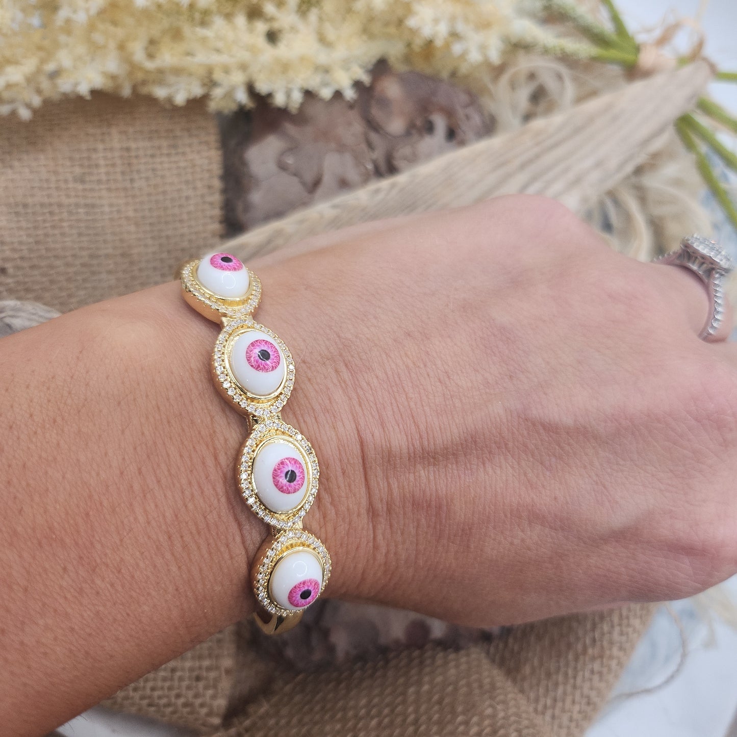 Devon Pink Eye Bangle