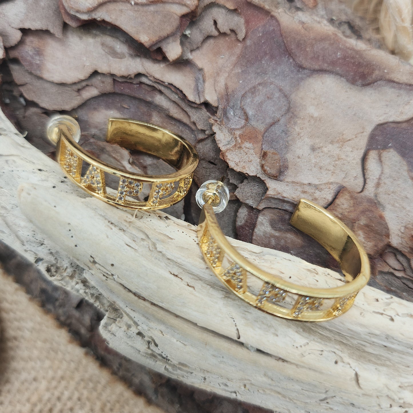 Happy Gold Hoop Earrings