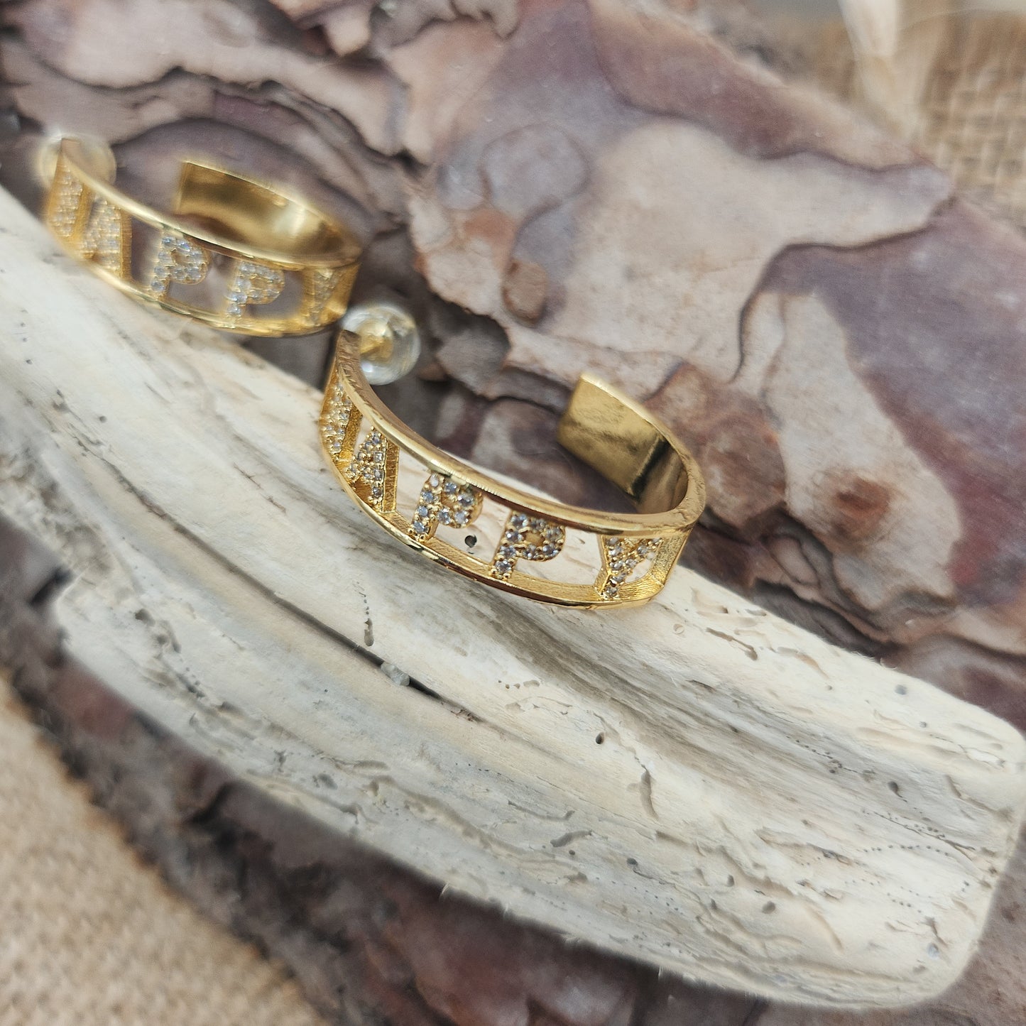 Happy Gold Hoop Earrings