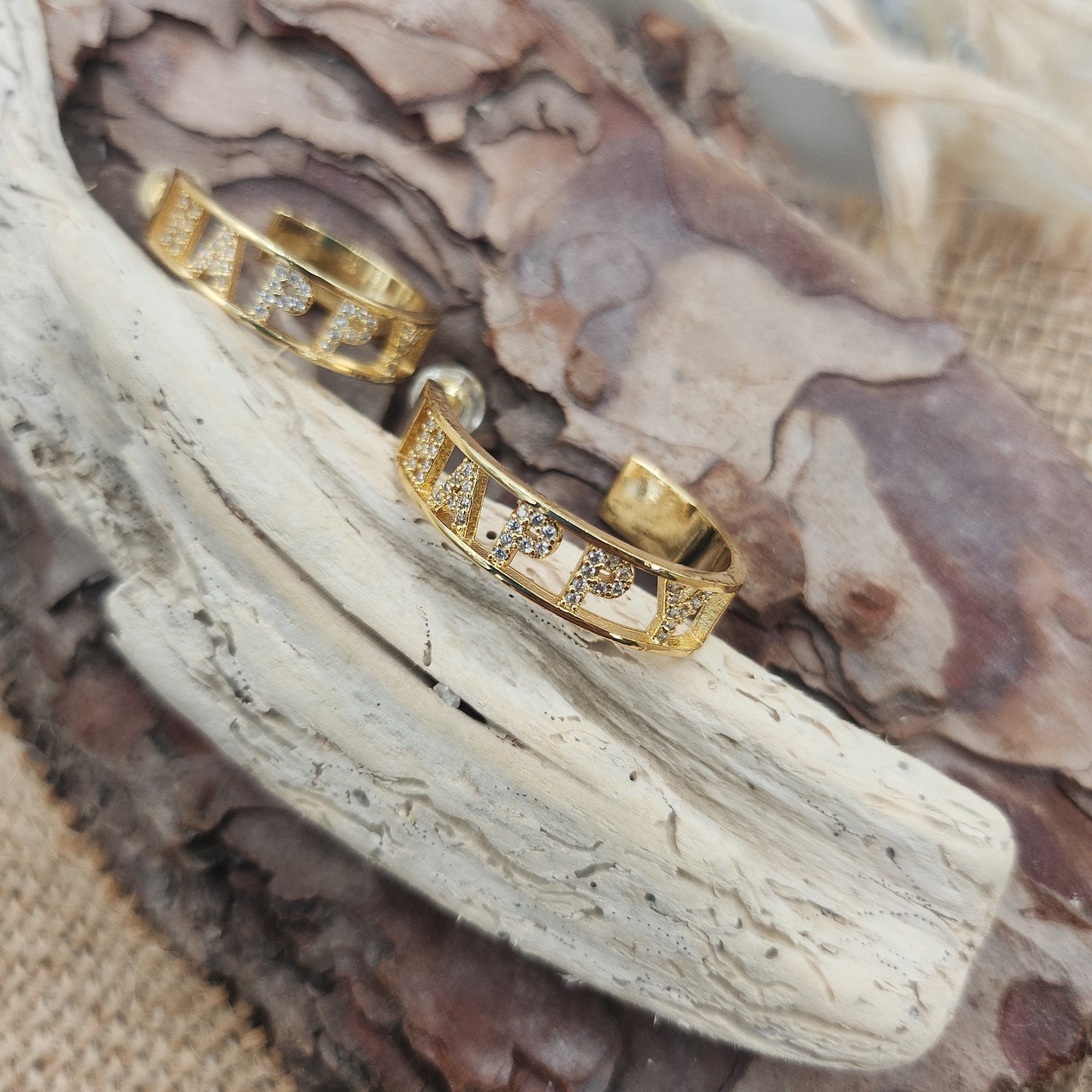 Happy Gold Hoop Earrings