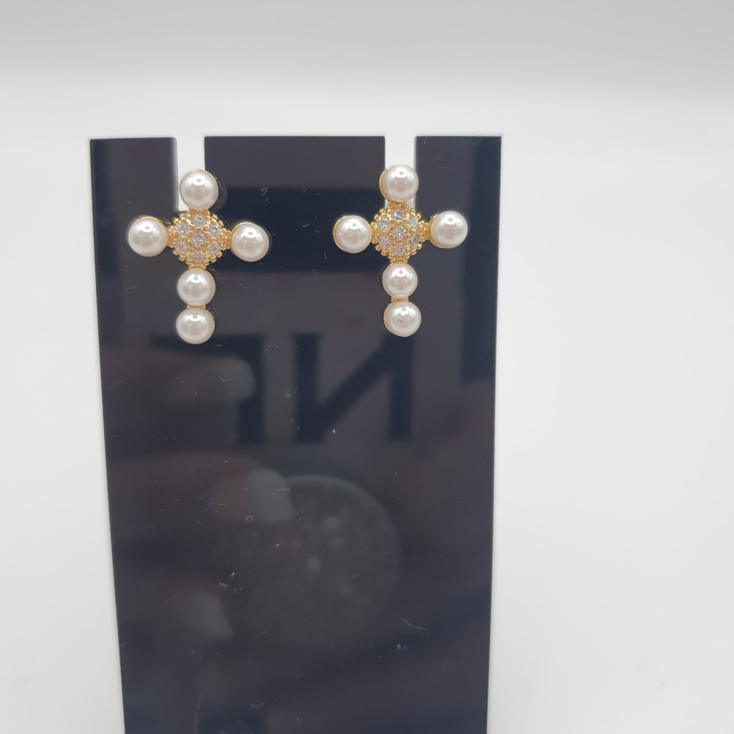 Charlotte Cross Pearl Earrings