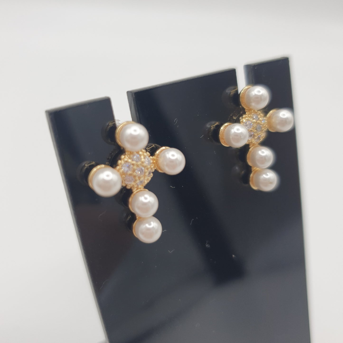 Charlotte Cross Pearl Earrings