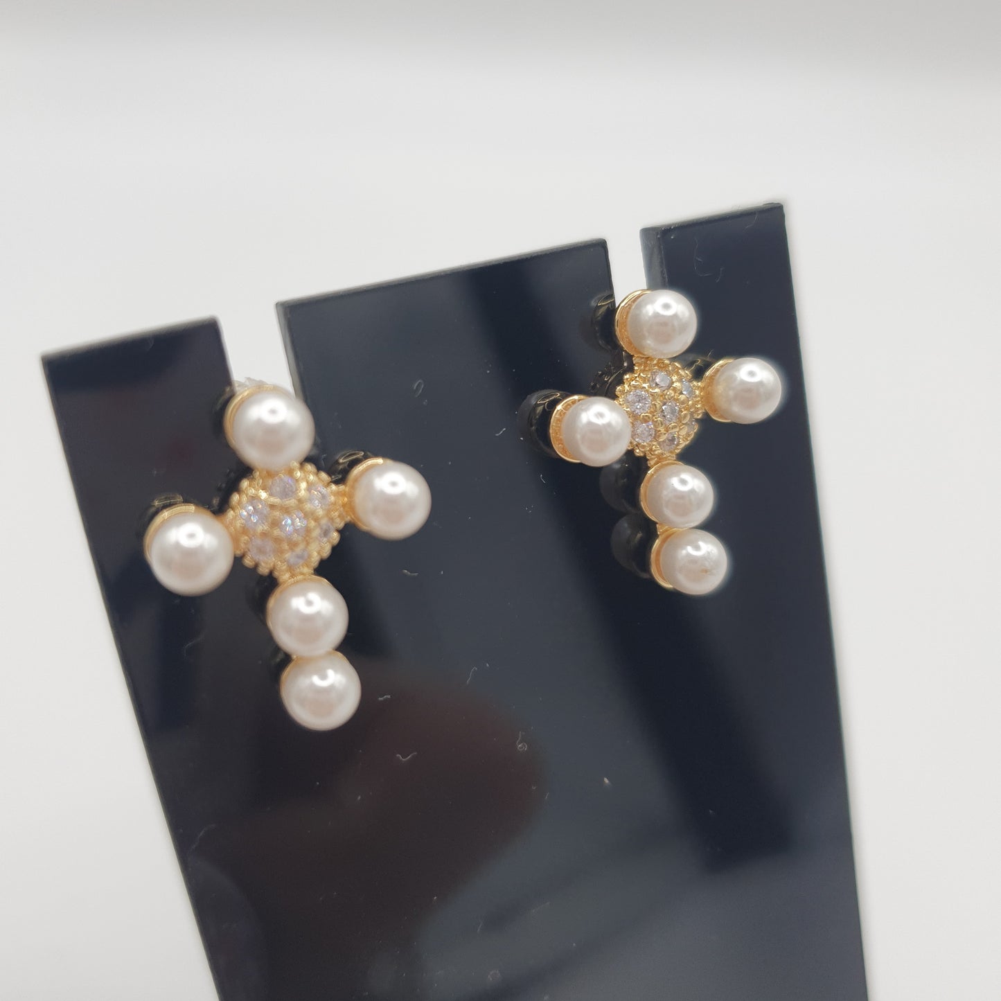 Charlotte Cross Pearl Earrings