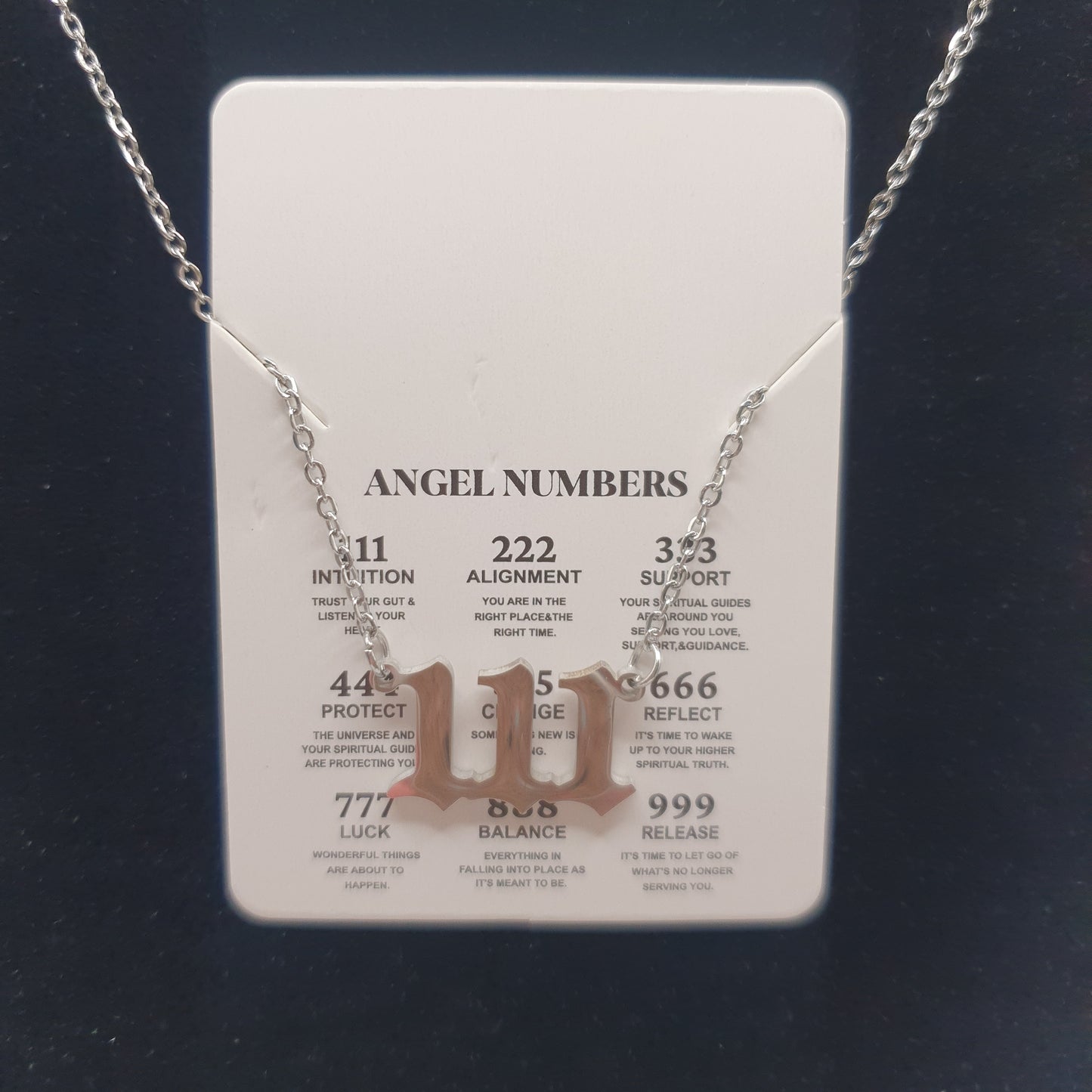 111 Angel numbers necklace silver