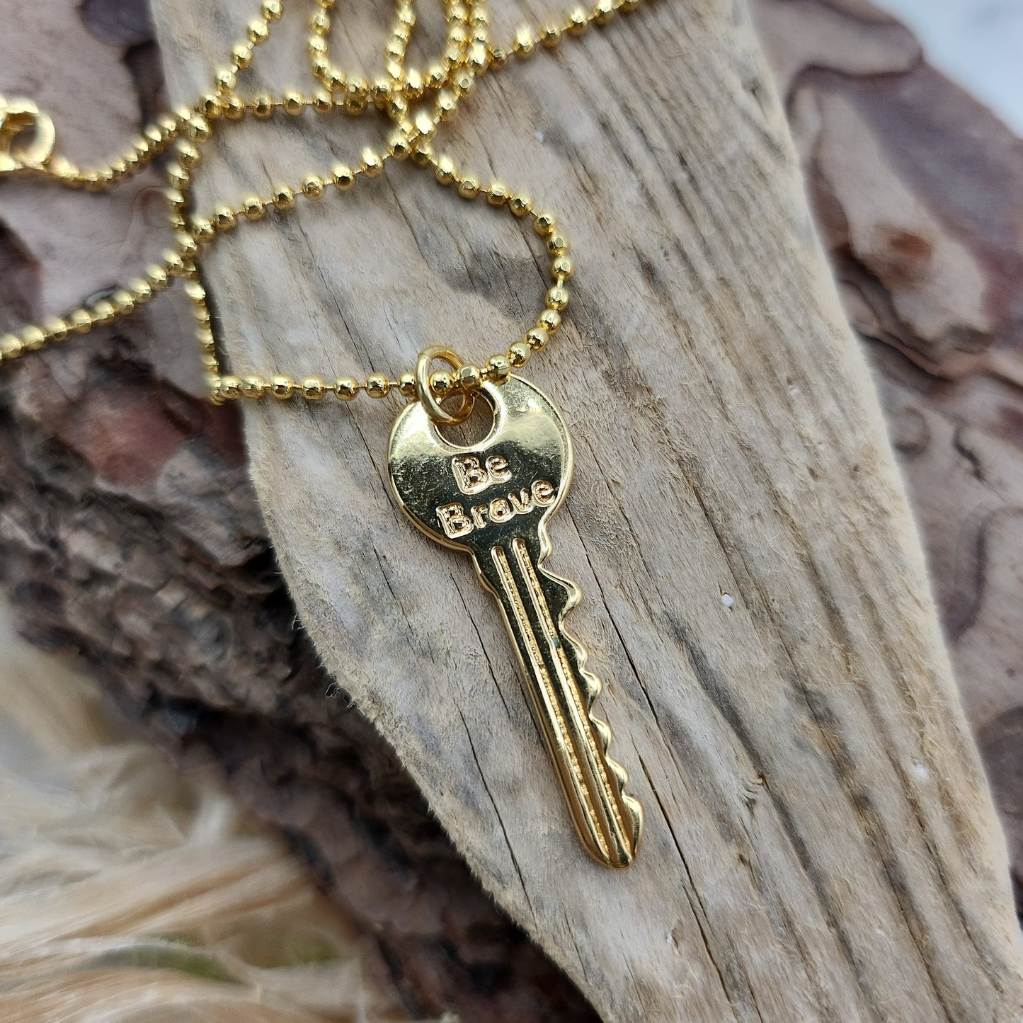 Be Brave Key with bobble Chain