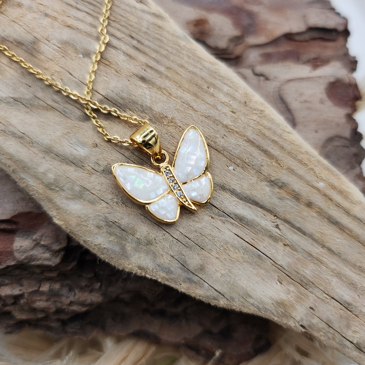 Bianca the Butterfly White Necklace