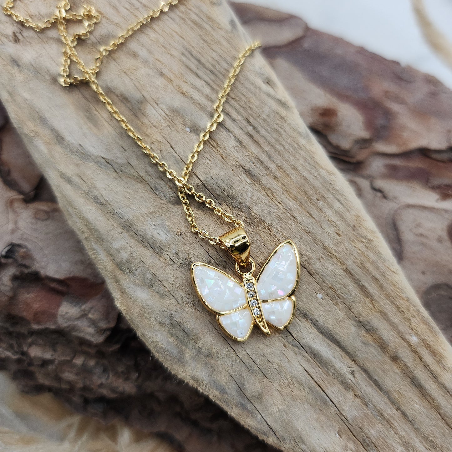 Bianca the Butterfly White Necklace