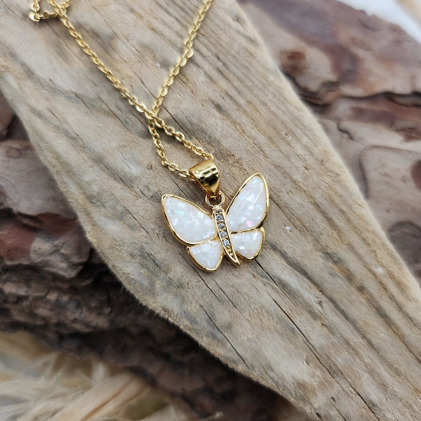 Bianca the Butterfly White Necklace