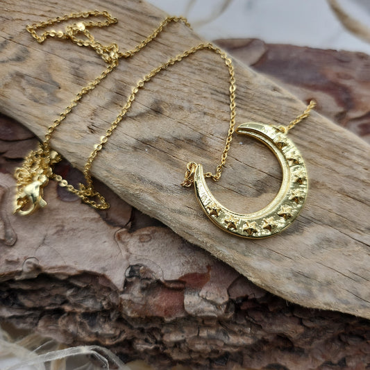 Crescent Moon Gold Necklace