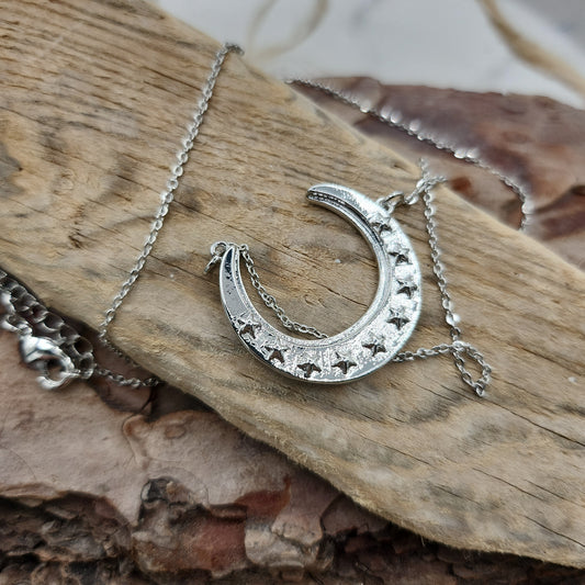 Crescent Moon Silver Necklace