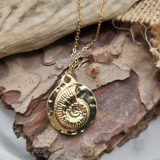 Gold fossil Pendant Necklace