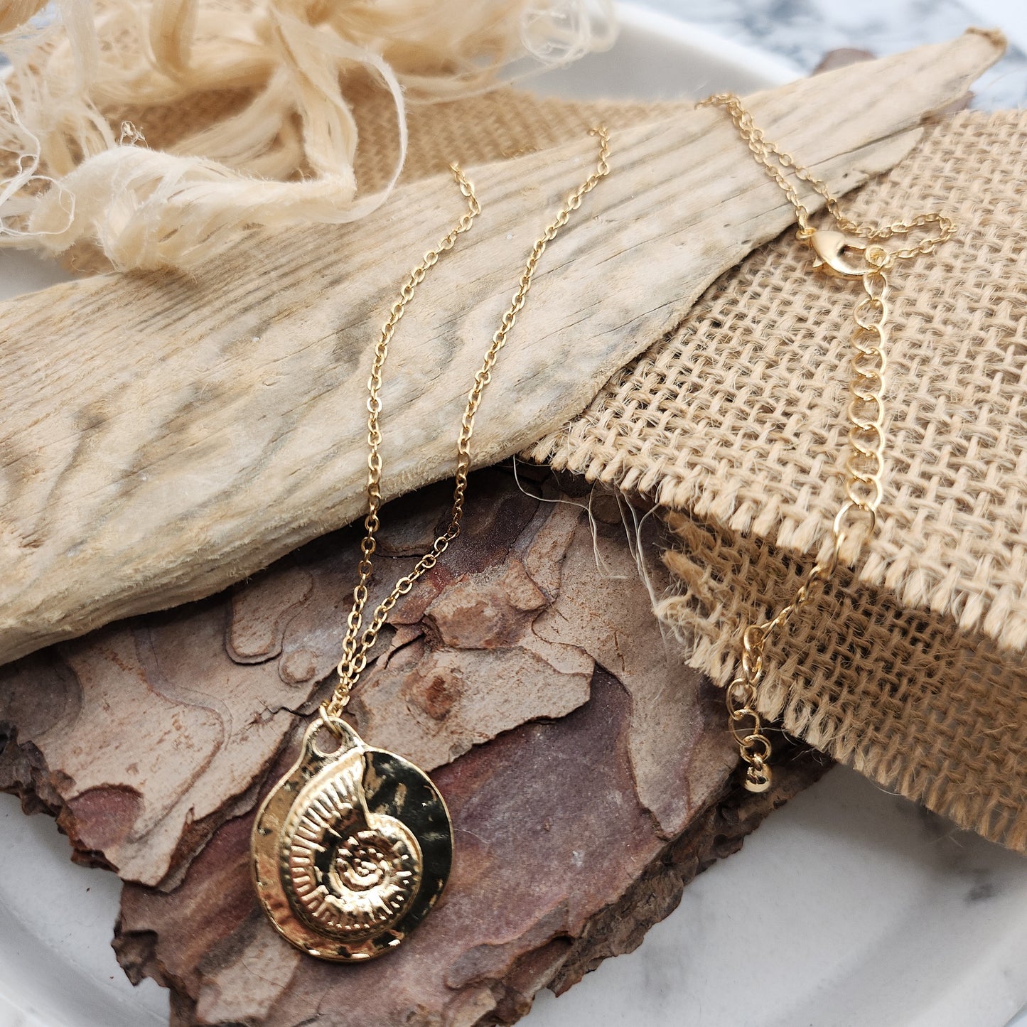 Gold fossil Pendant Necklace