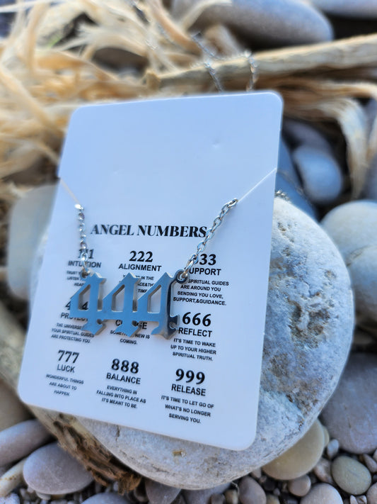 444 Angel numbers necklace silver