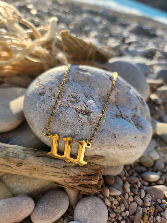 111 Angel numbers necklace gold