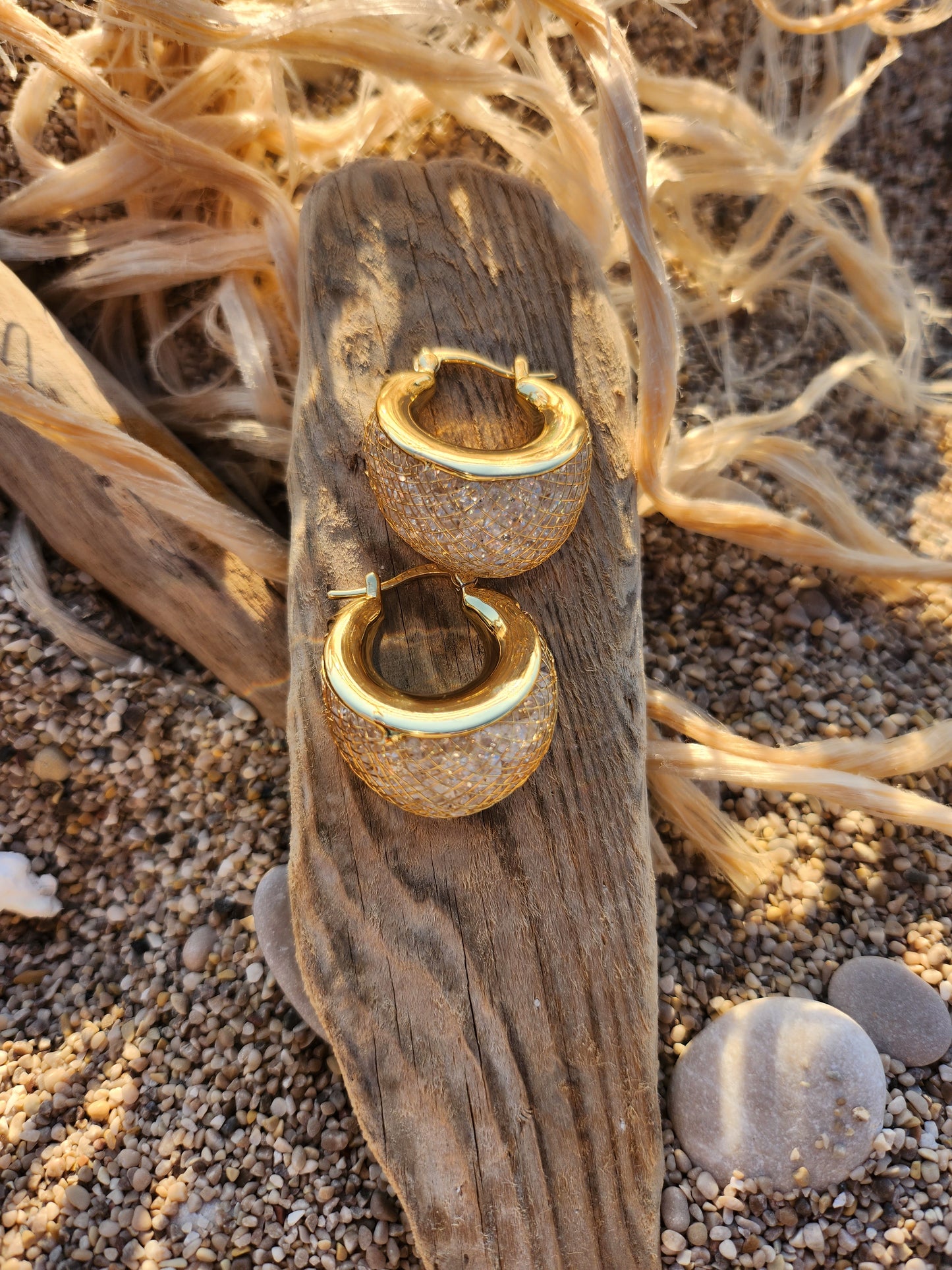 Chunky Champagne Hoop Earrings