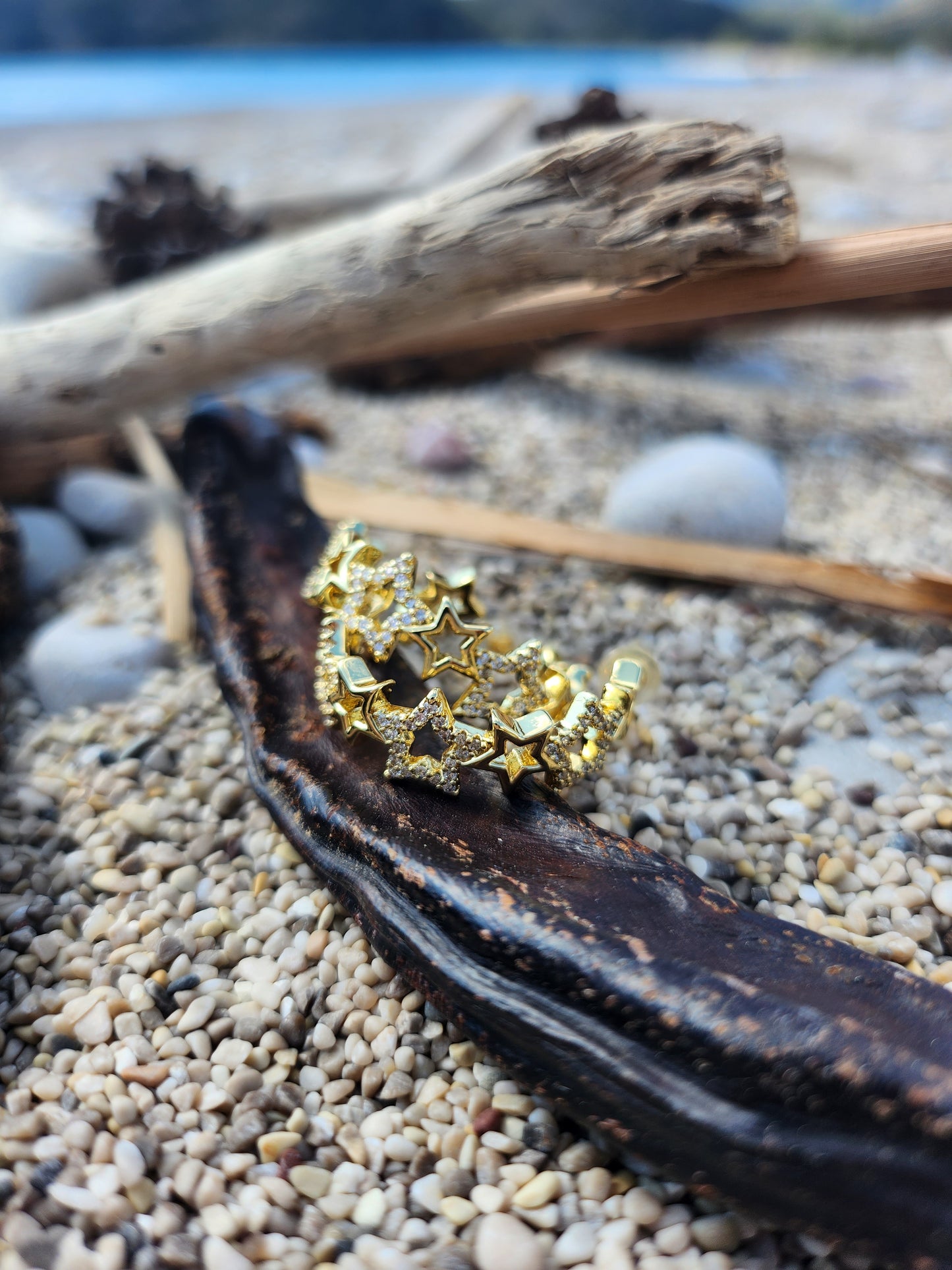 Gold Star Hoop Earrings