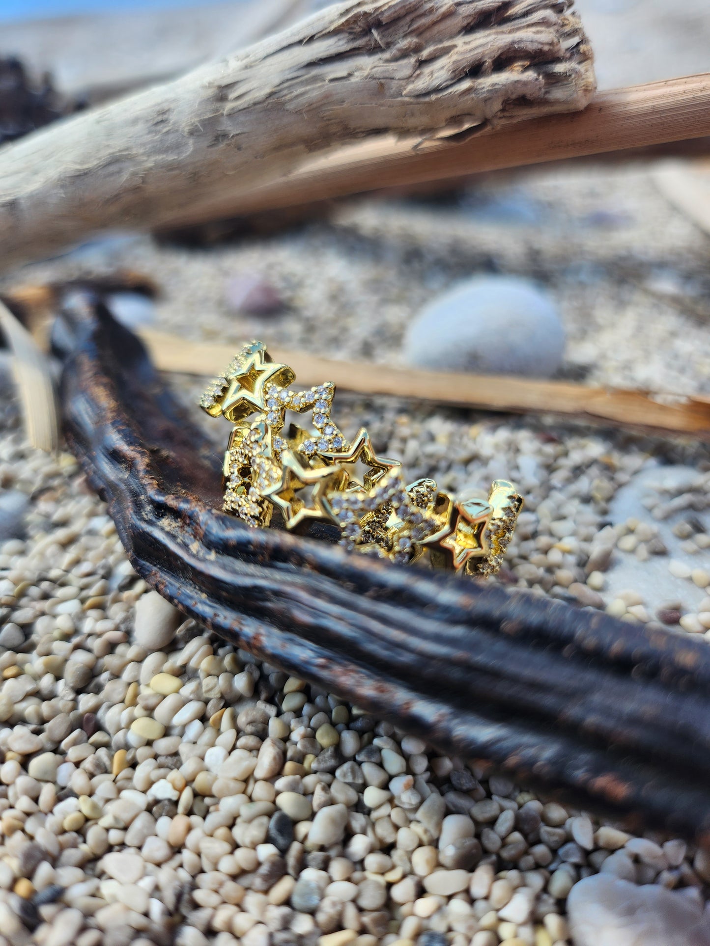 Gold Star Hoop Earrings