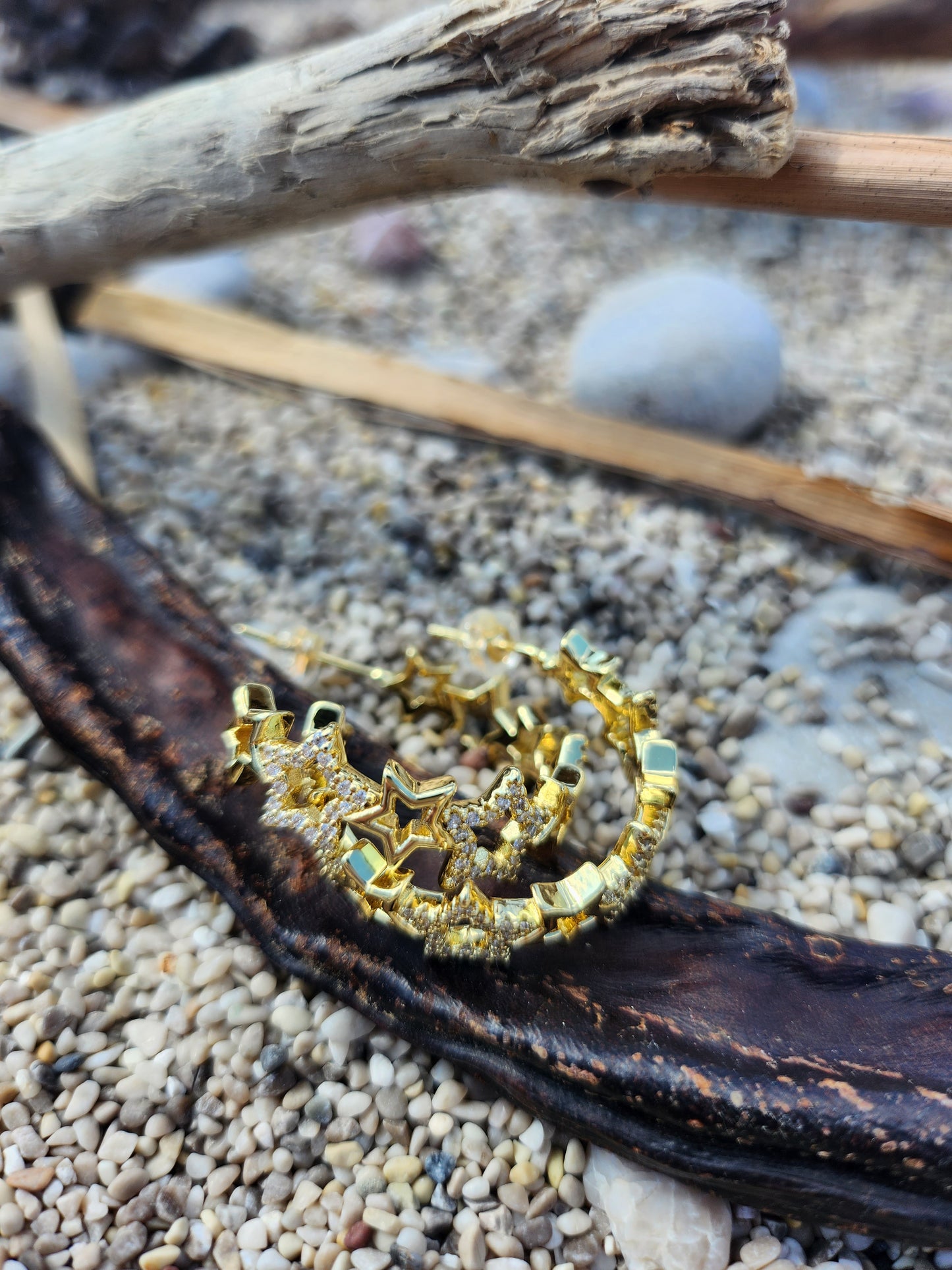 Gold Star Hoop Earrings