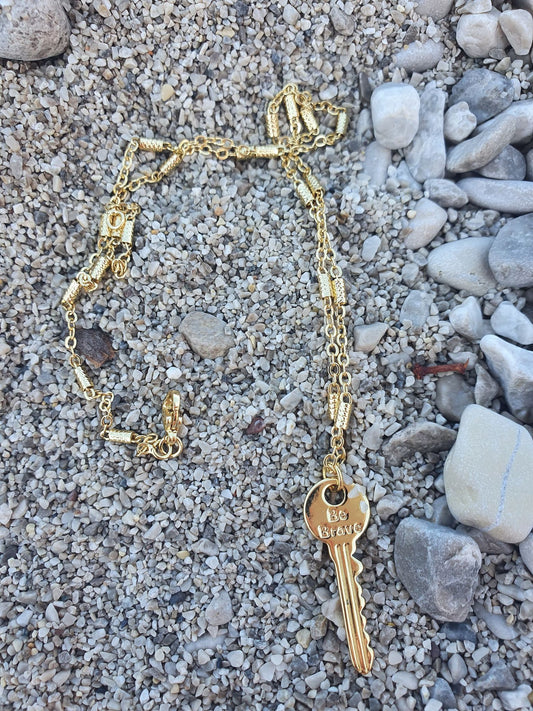 Be Brave Key Necklace with fancy chain