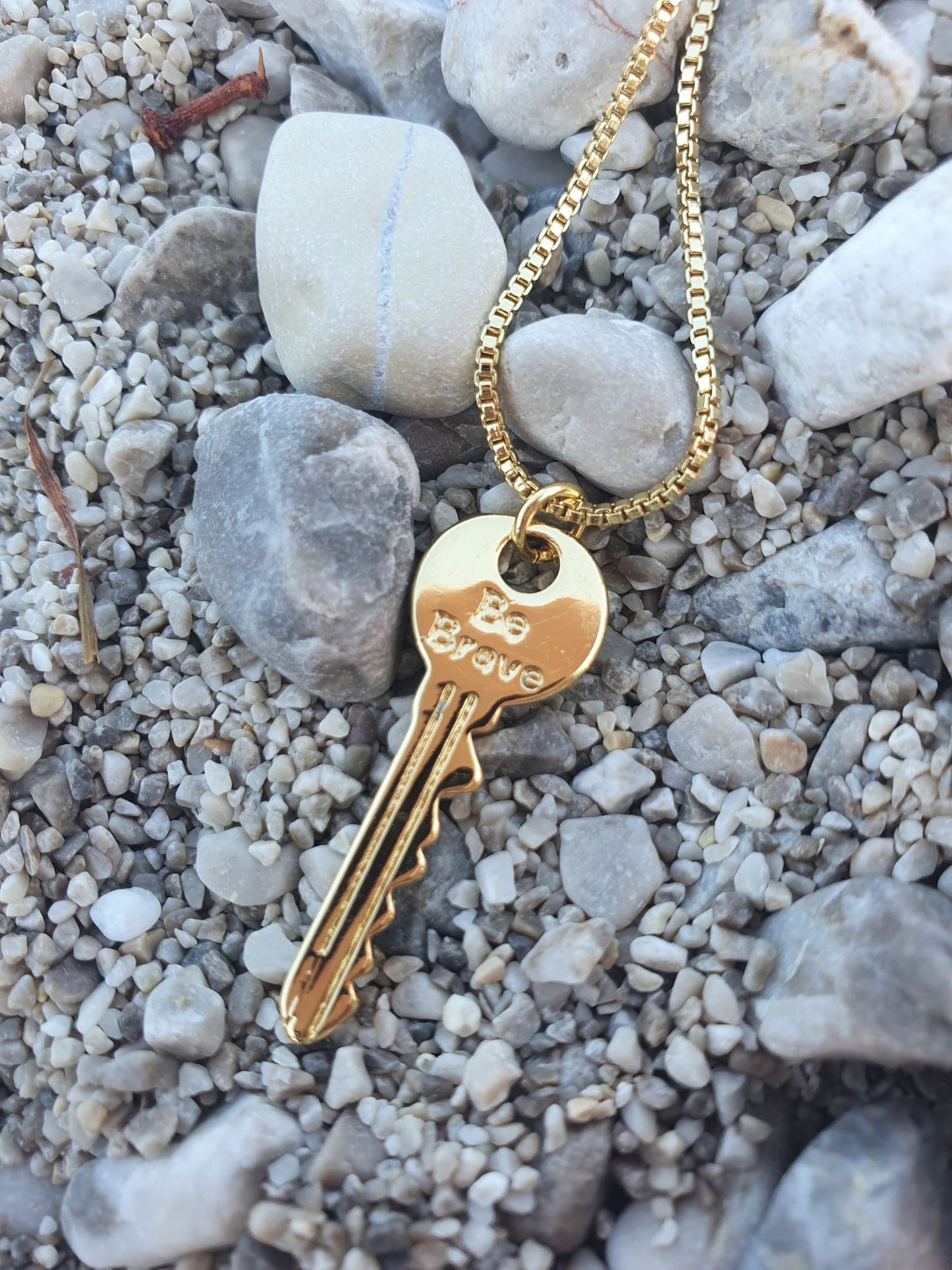 Be Brave Key Necklace with Square Chain